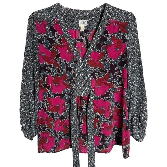 Anthropologie Edme Esyllte Silk Long Sleeve Blouse Size 0 XS Boho Fairy - Picture 5 of 9